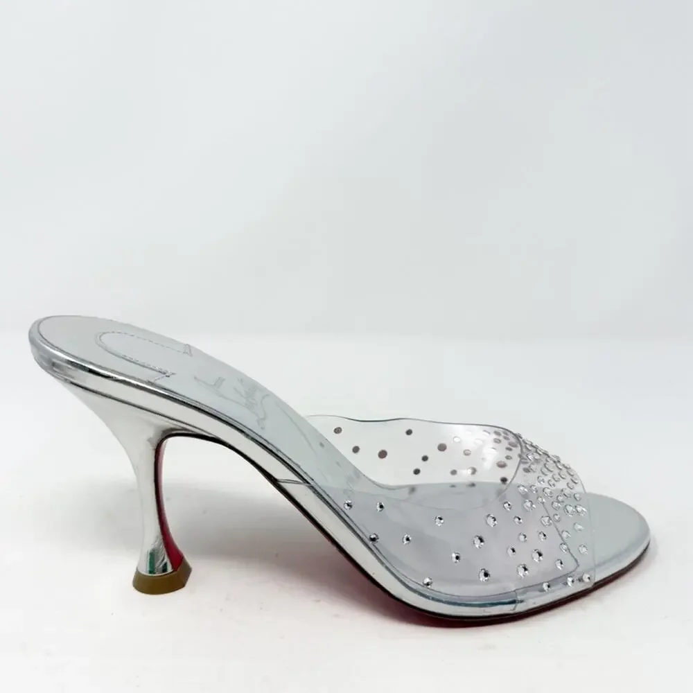 Christian Louboutin Degramule Strass PVC Mule Sandal Heels Womens Size EU 37